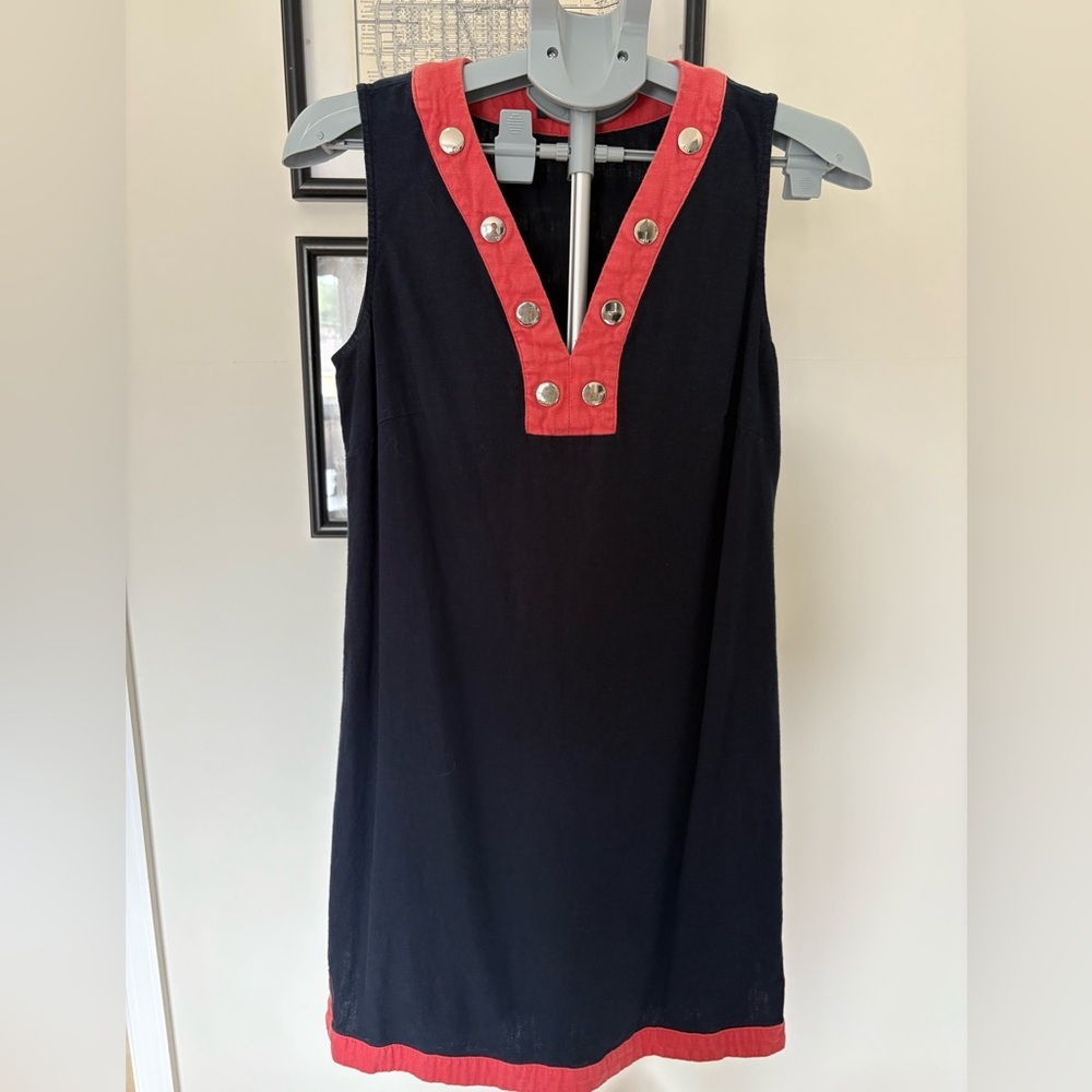Tommy Hilfiger Navy and Coral Shift Dress, Size MP